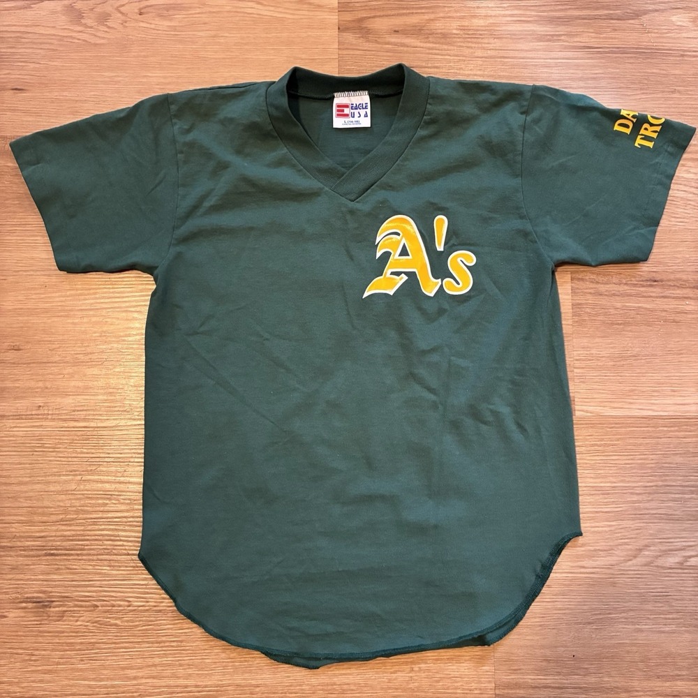 Vintage Oakland Athletics #8 Baseball Jersey Youth Large Eagle USA Single Stitch